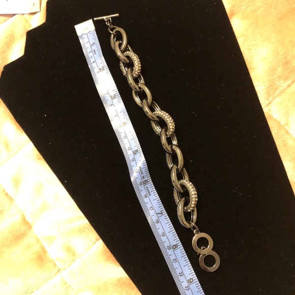 Gunmetal color bracelet w/ rhinestones - Picture 5 of 6